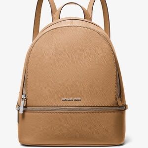Michael Kors Rhea Medium Pebbled Leather Backpack Peanut